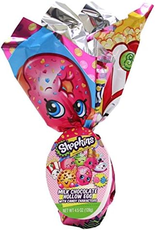 Shopkins Hollow Milk Chocolate Easter Egg with Candy Characters, 4.5 oz