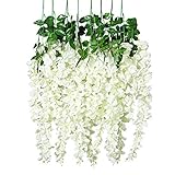 Unomor 12 PCS Wisteria Artificial Flowers Fake Hanging Flowers Vine Garland for Wedding Decorations - 3.25 Feet