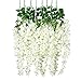 Unomor 12 PCS Wisteria Artificial Flowers Fake Hanging Flowers Vine Garland for Wedding Decorations - 3.25 Feet
