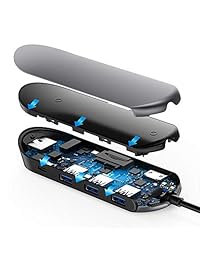 USB C Hub, USB C Adapter, XXBSAZ 8 in 1 Thunderbolt 3 Hub Dongle with 4K HDMI, Type C Charging Port, Ethernet, 3 USB 3.0 Ports, SD TF Card Reader for MacBook Pro 2018 and More USB C Devices, Grey