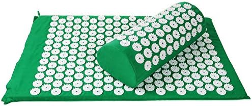 Go Acupressure Mat | Effective Acupressure Mat and Pillow Set for Back Neck Pain Muscle Sciatica Tension Relaxation Stress Relief Better Sleep and Improved Blood Circulation | Green | 396.3