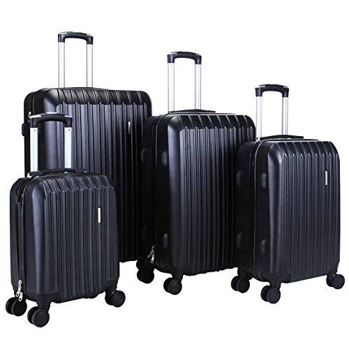 BEST TRAVEL 4 Pcs Luggage Travel Set ABS Spinner Suitcase Black BEST TRAVEL 4 Pcs Luggage Travel Set ABS Spinner Suitcase Black