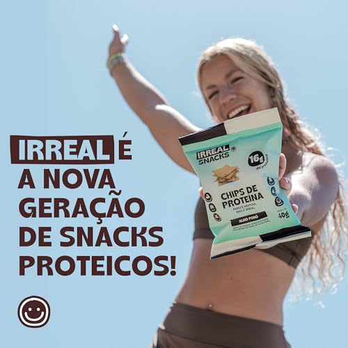 Irreal Snacks Alho Poró, Snack Proteico Salgado, 40g, Feito com Batata Doce, Caseinato de Cálcio e Proteína de Arroz