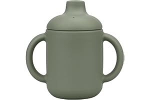 Mintlyfe Baby Sippy Cup, Silicone Trainer Cup Toddler for Boys and Girls, Unbreakable, Spill Proof and Two Handle Learner Cup Sippy Cup for Toddlers, 4oz (Sage)