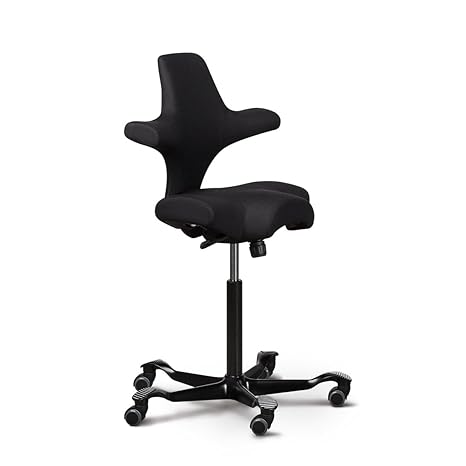 Capisco Ergonomic Office Chair With Saddle Seat Standing Desk Height Capisco Black Eco Polyester With Black Base