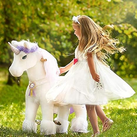 purple horn unicorn riding toy