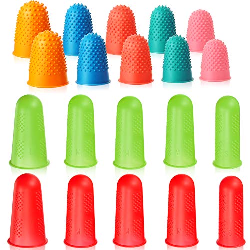 20 Pieces Rubber Fingers Tip Finger Pad Grip Reusable Finger Cover Protector for Money Counting