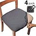 GUTE Chair Seat Covers with Elastic Ties and Button, Stretch Jacquard Dining Room Chair Upholstered Cushion Cover, Removable Office Computer Chair Seat Protectors - Set of 4, Rhombic, Grey