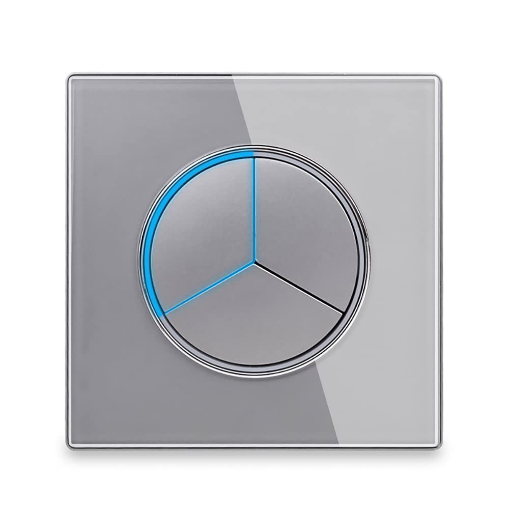 Circle 1/2/3/4 gang 2 way Push Button Wall Light Switch Glass Step Light LED Indicator (grey 3 gang 2 way)