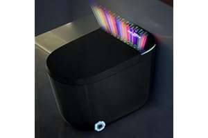 WinZo Smart Toilet,Modern Smart Toilet with Bidet Built In with Foot Sensor,Tankless Toilets Auto Open/Close Lid with Dryer,ADA Comfort Height Heat Seat,Instant Warm Water,Power Outage and Flush Black