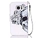 Urberry S7 Wallet Case, Skull and Flower Print Case for Samsung Galaxy S7, Shock-proof Case with a Free Phone Bracket