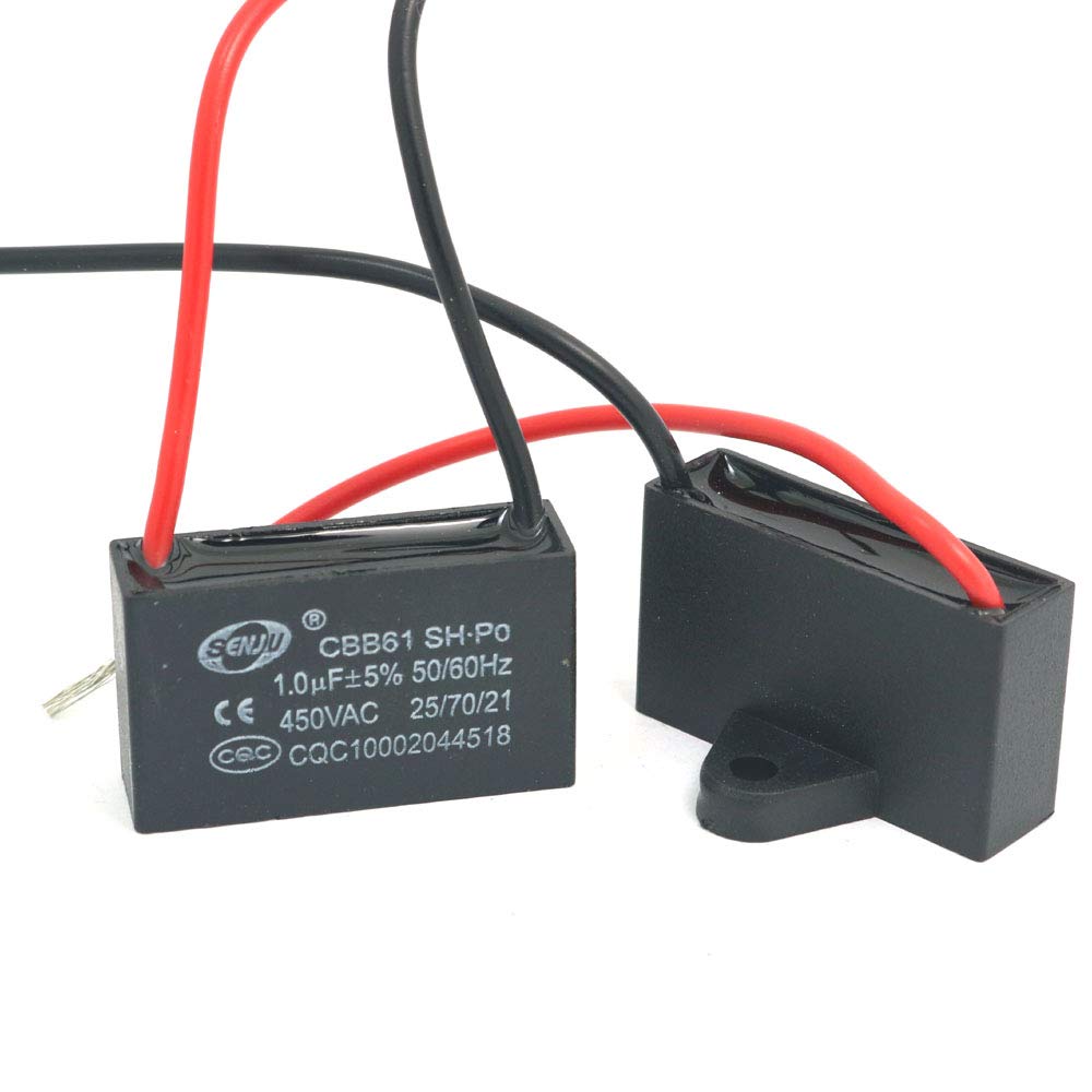 DollaTek 2Pcs CBB61 1uF 450V AC 50/60Hz Air Conditioner Fan Motor Running Capacitor