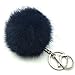 Raylans Soft Elegant Real Rabbit Fur Pompom Ball Car Key Chain Handbag Key Rings,Silver Chain,Navy Blue