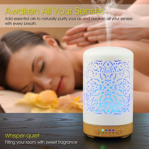 Earnest Living Essential Oil Diffuser White Ceramic Diffuser 100 ml Timers Night Lights and Auto Off Function Home… - Image 5