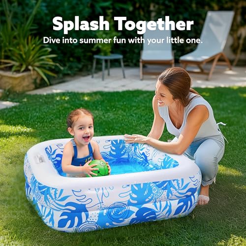SLOOSH Square Inflatable Pool for Kids, 81 x 81 x 22 cm, Ideal for Toddlers and Babies, with Balls, Portable Water Games for Indoor and Outdoor (Blue)