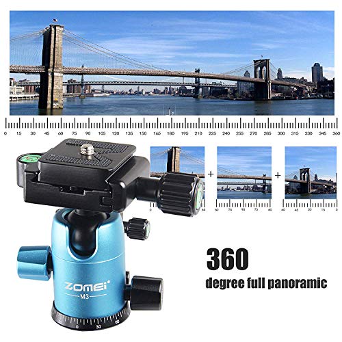 Zomei M3 Tripod Travel Monopod Lightweight Compact with 360 Degree Ball Head and Carry Bag for DSLR Canon, Nikon, Sony Camera (Blue)