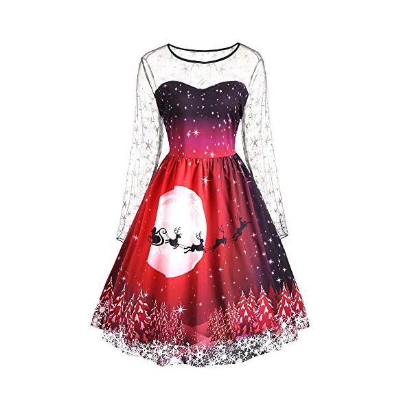 Forthery Women's Vintage Mesh A-Line Party Skater Swing Dress
