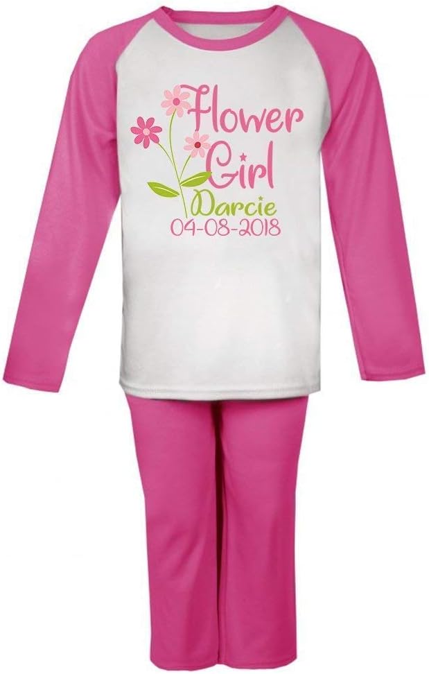 Personalised Flower Girl Pyjamas Wedding Bridesmaid Personalised Name Pjs Girls Personalised Pyjamas Colour