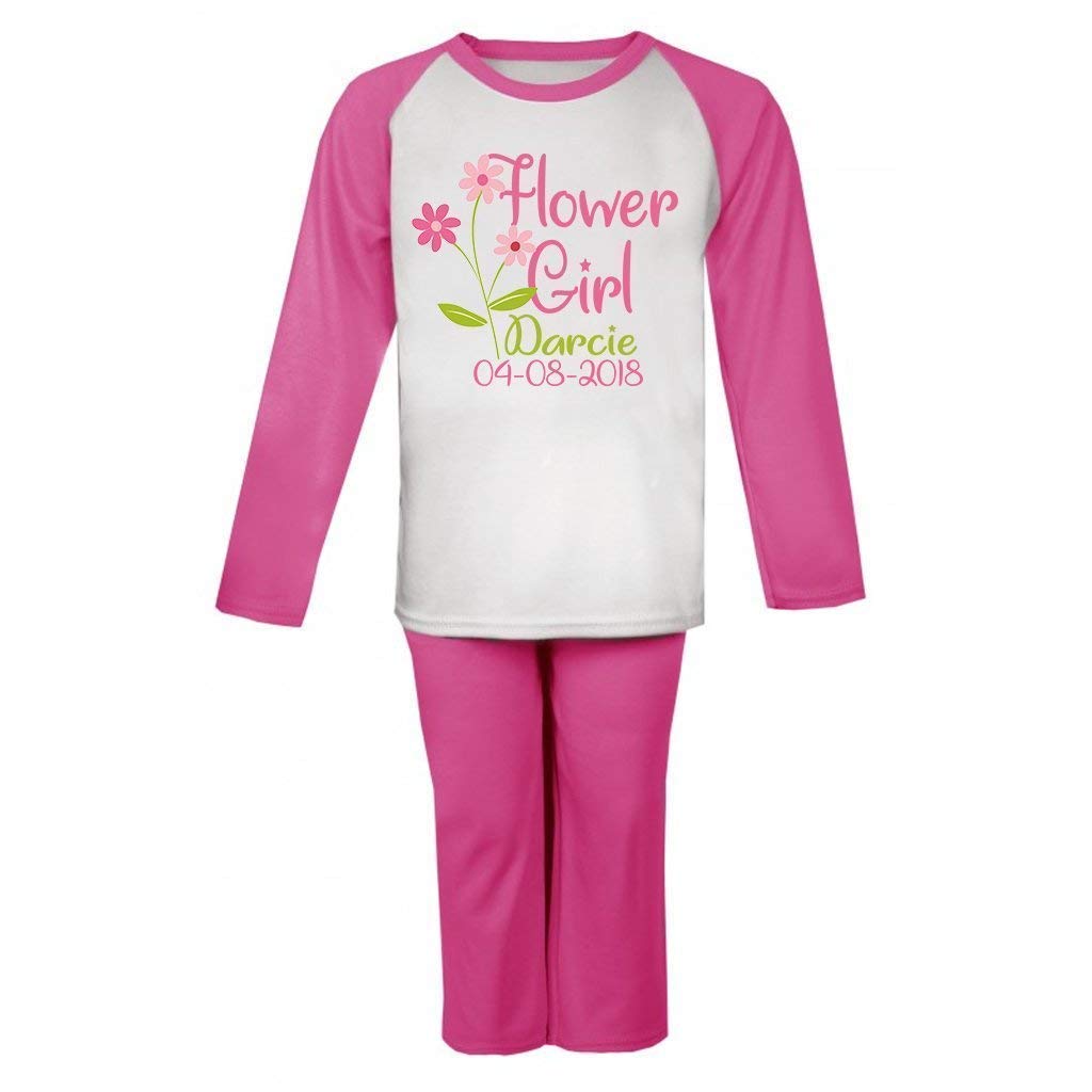 Personalised Flower Girl Pyjamas Wedding Bridesmaid Personalised Name