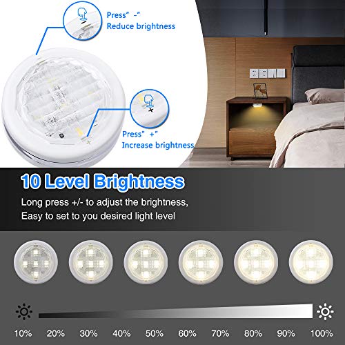 LED Closet Lights SOLMORE RGBW Wireless LED Puck Lights Under Cabinet Lighting Cabinet Lights Battery Powered Night Lights Under Counter Lighting with Remote Control Dimmer & Timing Function (9 Pack)