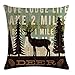MOMIKA Decorative Linen Throw Pillow Covers Vintage Background Wildlife Elk Moose Bear Deer Pine Tree Forest Pillowcase Cushion for Home Sofa Office Decor Square 18