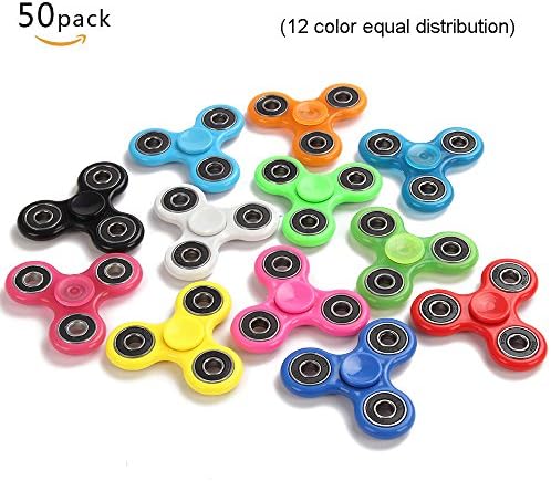 Fidget Hand Spinner 50 Pack - lo lord Hand EDC Triangle Toy Wholesale Glow in the Dark (Random color (50 pack))