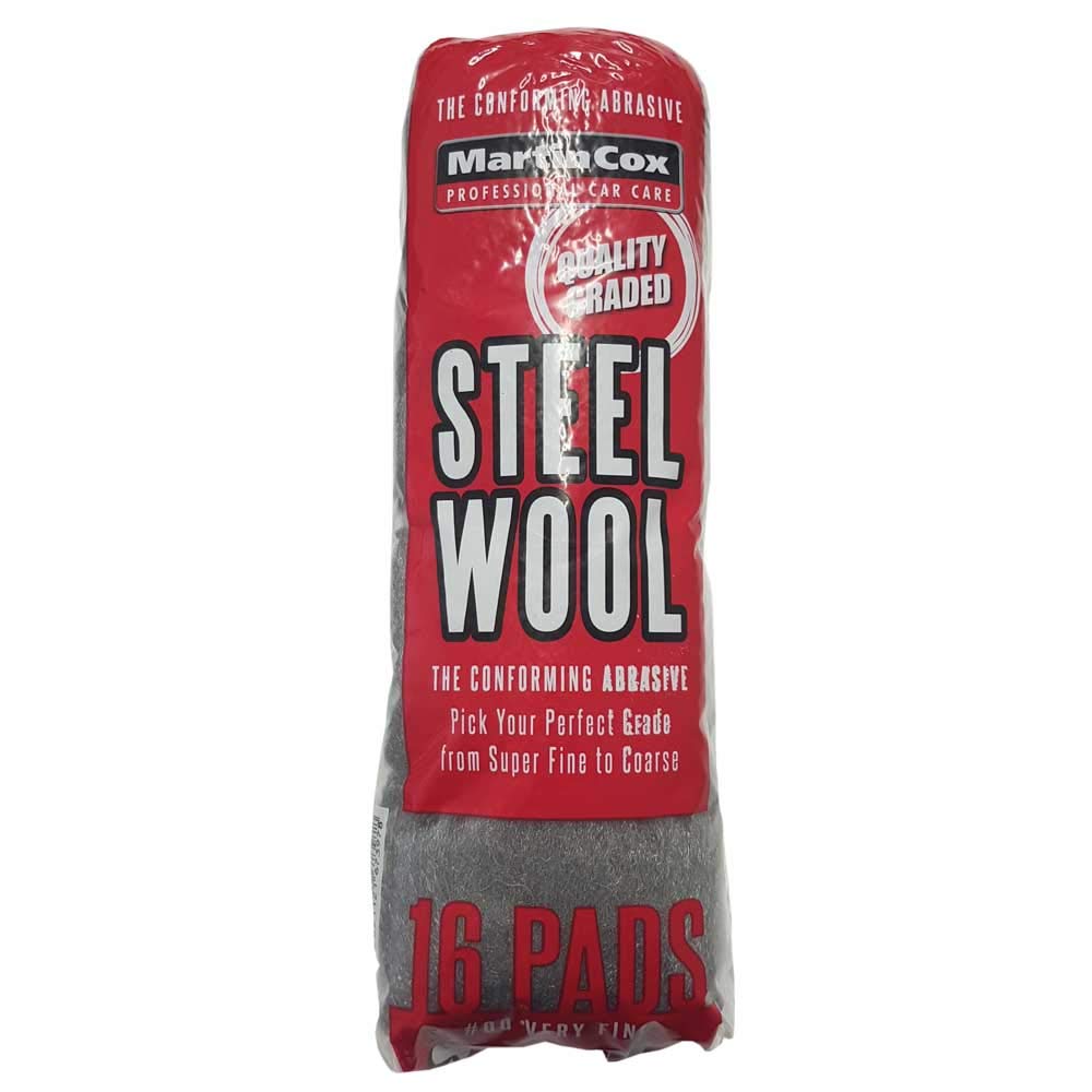 16x Steel Wool Grade 00 Martin Cox Steel Wire Wool Pads for Cleaning, Finishing and Polishing Metal, Wood and Automotive Bodywork