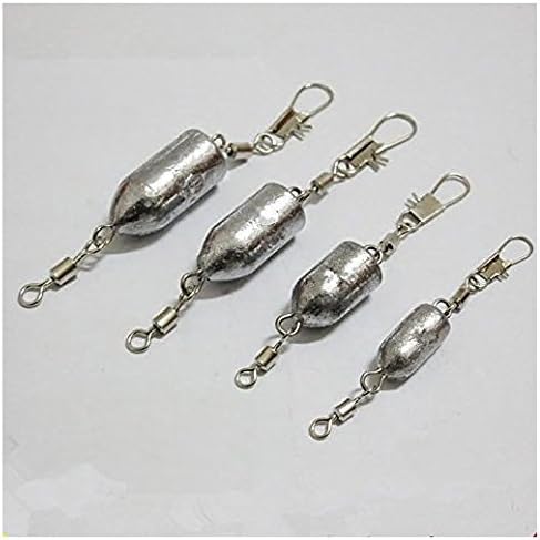 Fishcm Fishing Weights Bullet Lead Sinker Rolling Swivel with Interlock Snap Connector Inline 8-25g (Pack of 10)