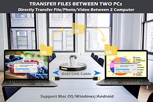 TECHTOO USB C Data Transfer Cable USB 2.0 Smart KM (Keyboard & Mouse) Easy Link Cable Driverless for Windows, Mac, Android Data Transferring from PC/Cell Phone to PC 6FT/2M
