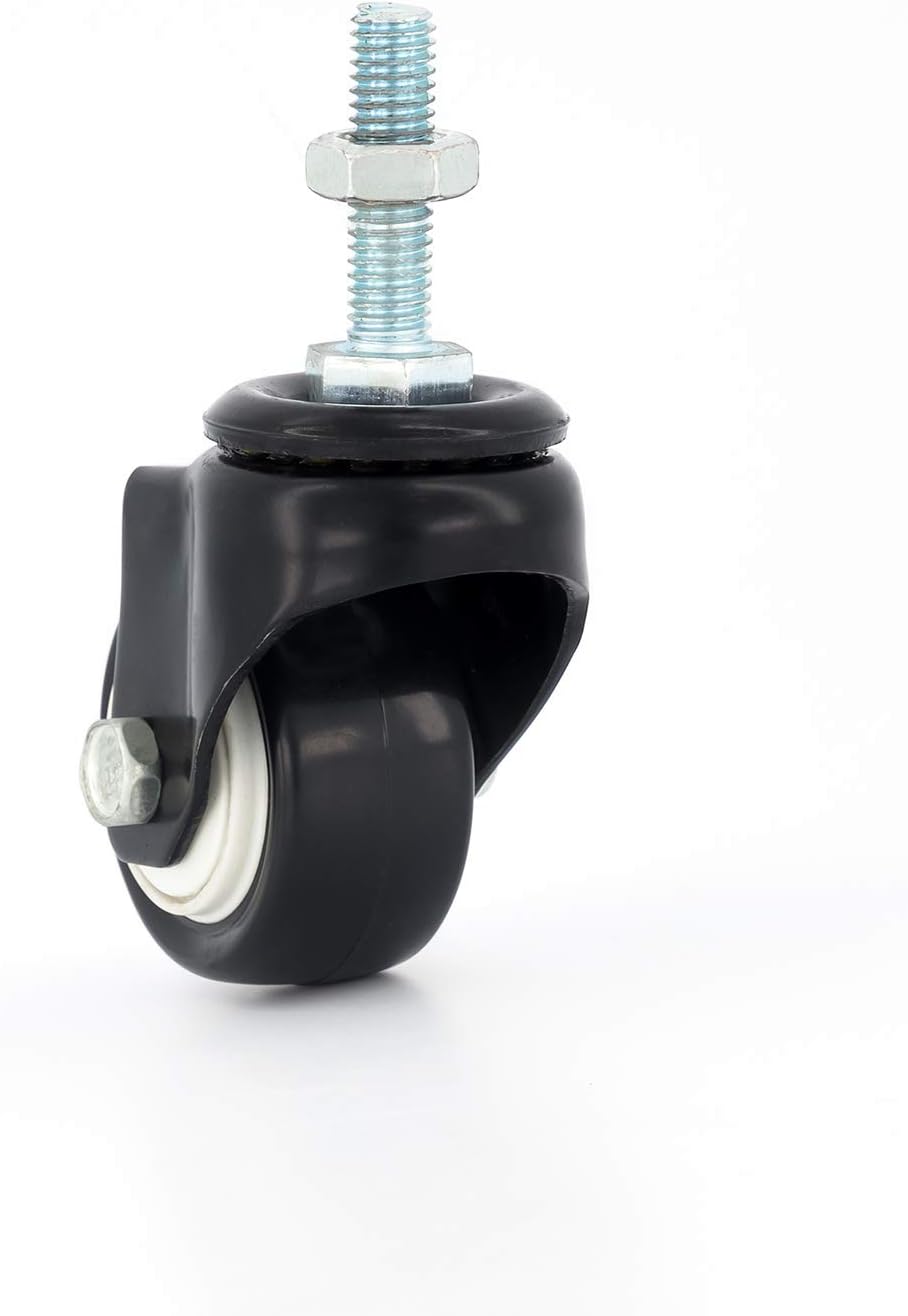 4 x Castor Wheels by FPM Direct Heavy Duty 200Kg Load Rating 40mm PU Rubber Swivel Castors with Brakes in Black, M8 Thread Fixing Nuts Included Trunk Trolley Furniture Cabinet Caster - Image 4