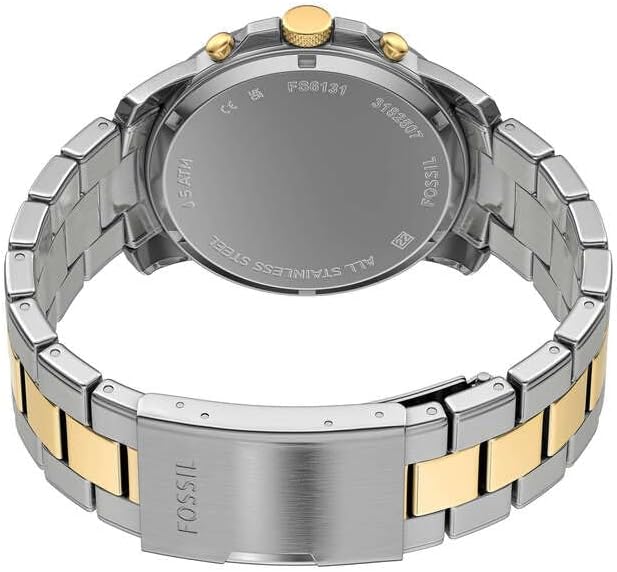 Montre Grant pour Homme, mouvement chronographe à quartz avec bracelet en acier inoxydable, Ton argenté et ton or, 44 mm