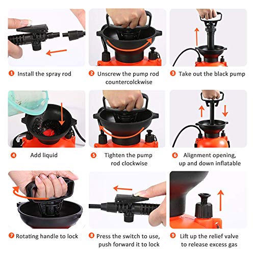 image for GROWNEER 1.3 Gallon Portable Pump Pressure Sprayer with Pressure Relie