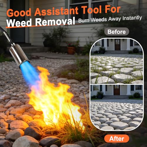 Propane Torch Weed Burner,37" Extended Blow Torch with Flame Control Valve, Flame Thrower Detachable Long Arm,Burner Torches for Outside, Yard,Garden,BBQ,Weeding,Wood,Melting Snow