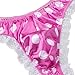 iEFiEL Men's Soft Satin Polka Dot Ruffled Extra Frilly Thong Sissy Underwear Tanga Panties Rose Lace Polka Dots Medium