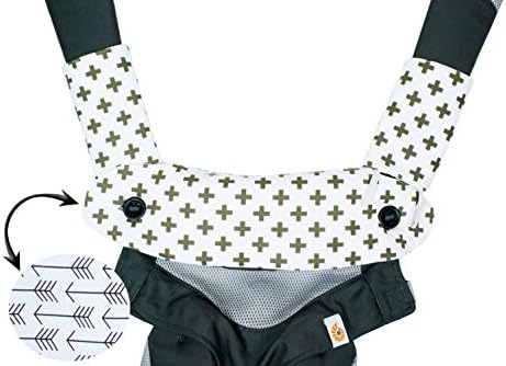 Premium Drool and Teething Reversible Cotton Pad | Fits Ergobaby Four Position 360 and Most Baby Carrier | Nordic Swiss Gray Cross Arrow Design | Hypoallergenic | Great Baby Shower Gift by Mila Millie