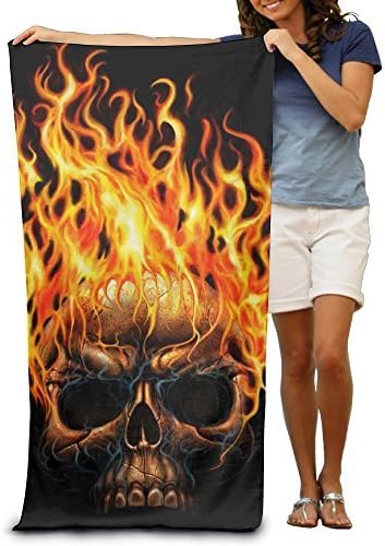 Flame Skull Adult Beach Towel
