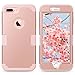 ULAK Case Compatible with iPhone 8 Plus/iPhone 7 Plus with Screen Protector, Heavy Duty 3 in 1 Hybrid Shockproof Anti Slip Protective Phone Cover for iPhone 7 Plus/8 Plus 5.5 inch, Pink