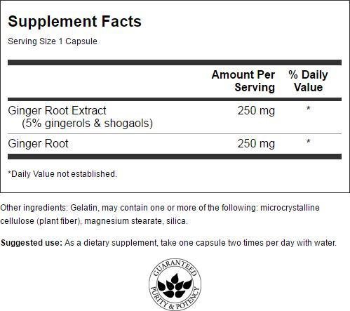 image for Swanson Ginger Root (Standardized) 250 Milligrams 120 Capsules