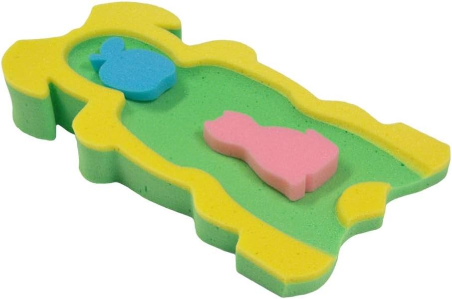 Safety Bath Sponge Mat Support for Baby & Infant Up to 6kg & 65cm Tall (Green/Yellow)