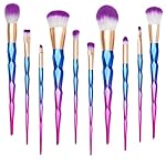 Qivange Makeup Brush Set, 10 PCS Gradient Diamond Powder Blush Eyeshadow Brushes for Makeup