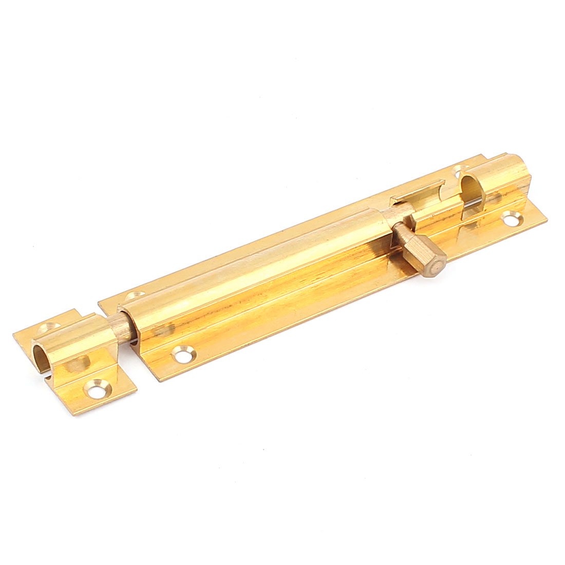 Sourcingmap 4-inch Long Brass Door Latch Sliding Lock Barrel Bolt Gold Tone
