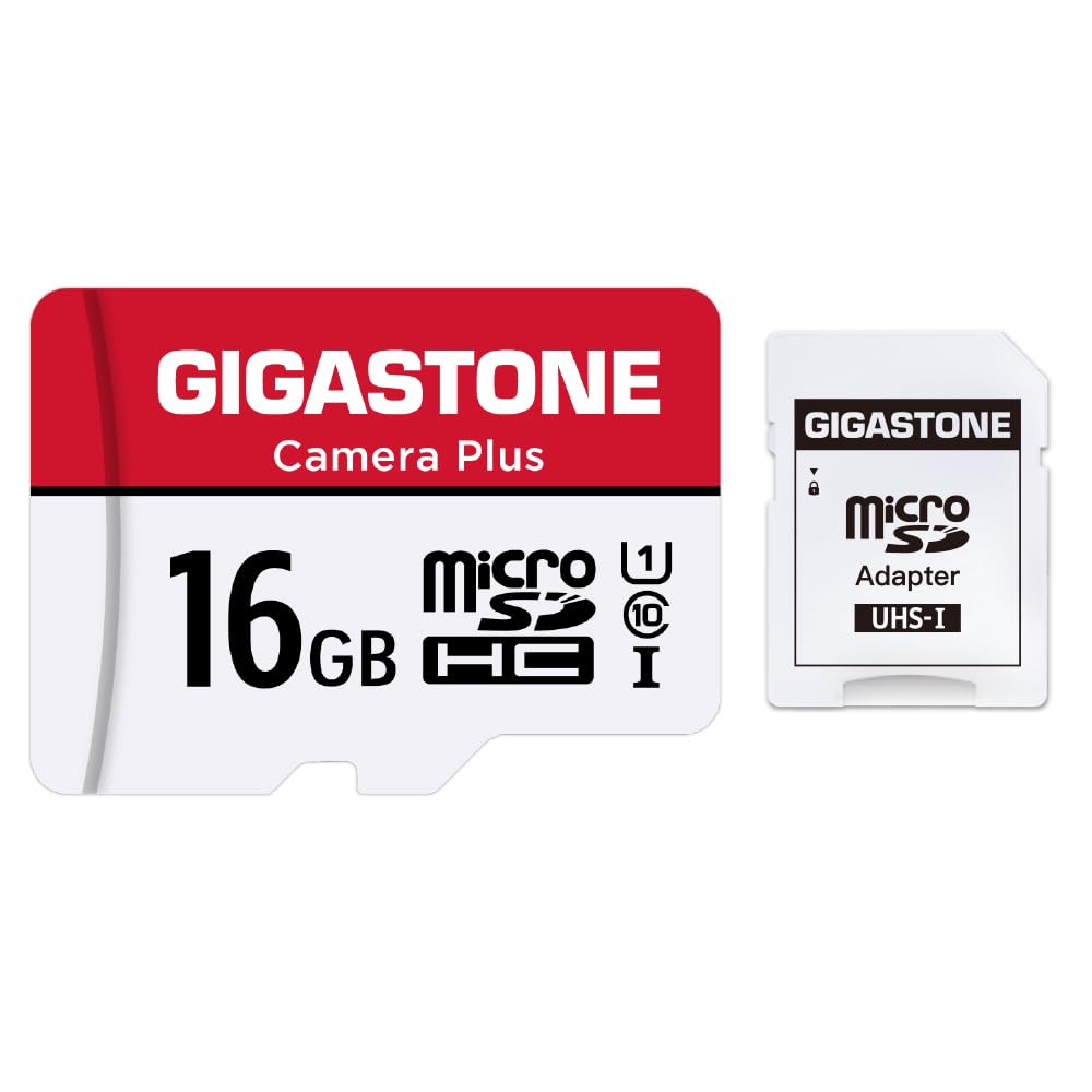 Gigastone 16GB Micro SD Card, Camera Plus 90MB/s, Full HD Video, U1 C10 Class 10 Micro SDHC UHS-I Memory Card, with MicroSD to SD Adapter