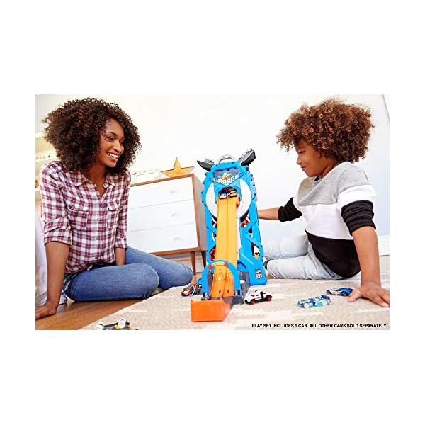 Hot Wheels FTB68 - City Power Parkgarage und Parkhaus mit Rennbahn, Garage für 35+ Autos inkl. 1 Spielzeugauto, ca. 57 cm hoch, für Kinder ab 5 Jahren – Bild 3