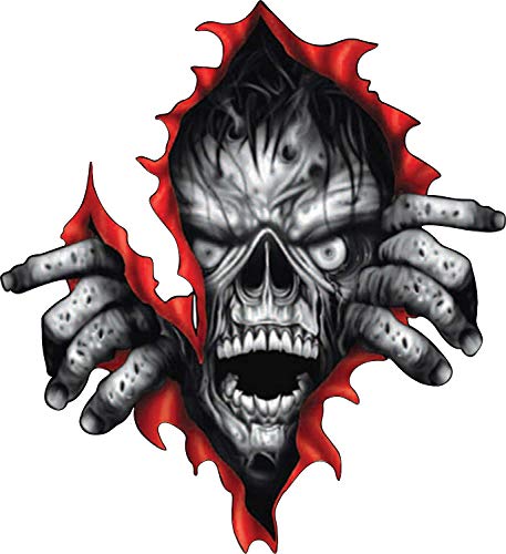 SIGNOOGLE® Ugly Skull Graphics 3D Sticker for Car Dent and Bike Body Exterior Sports Decal 23 x 20 cm (Pack of 2)