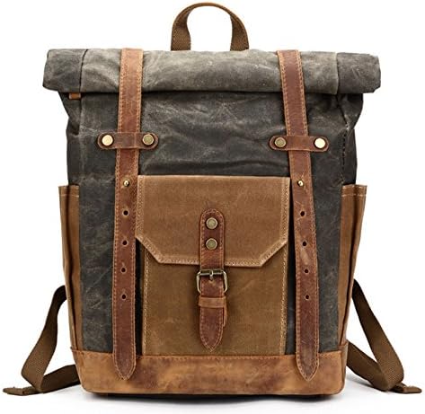 Specially Vintage Durable Waxed Canvas Leather Trim Large Capacity Bag Travel Rucksack Backpack