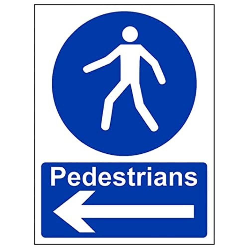 V Safety Eco Friendly Mandatory General - Pedestrians, Arrow Left - 150 x 200 mm Safety Sign