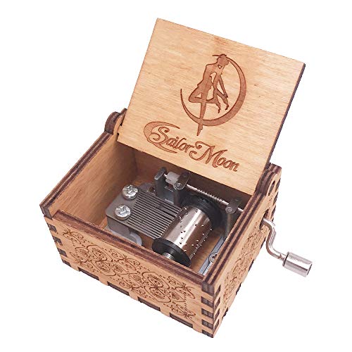 Sailor Moon Music Box Hand Crank Musical Box Carved Wooden Music Boxes