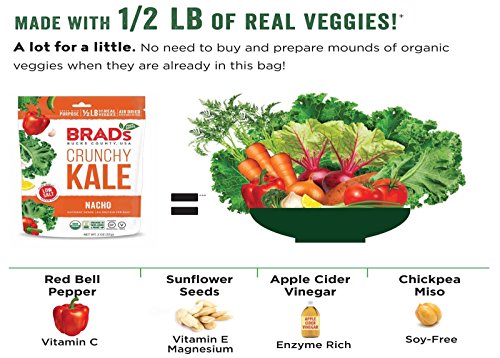 Brad's Plant Based Organic Crunchy Kale, Nacho, 12 Count