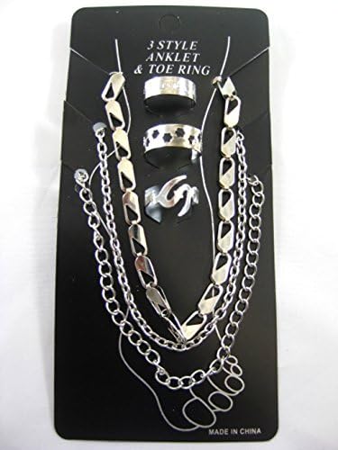 Whatnotz New 6 Piece Anklet and Toe Ring Set