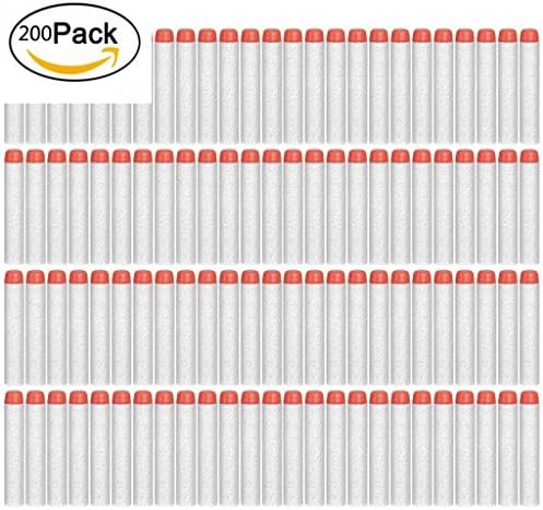 RD Lane 200-Dart Refill Pack 7.2cm Glow in the Dark Foam Darts for Nerf N-strike Elite Series Blasters Toy Gun(White)